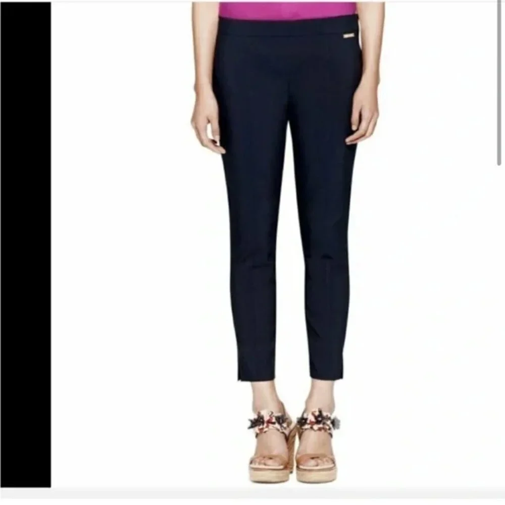 Tory Burch Navy Blue Cropped Trousers Workwear Buisness Casual Pants 4 - Picture 1 of 5